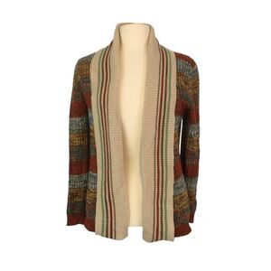 Bee‎ Wear Womens Vintage Tan, Orange, Brown Striped Open Front Cardigan 38 bust